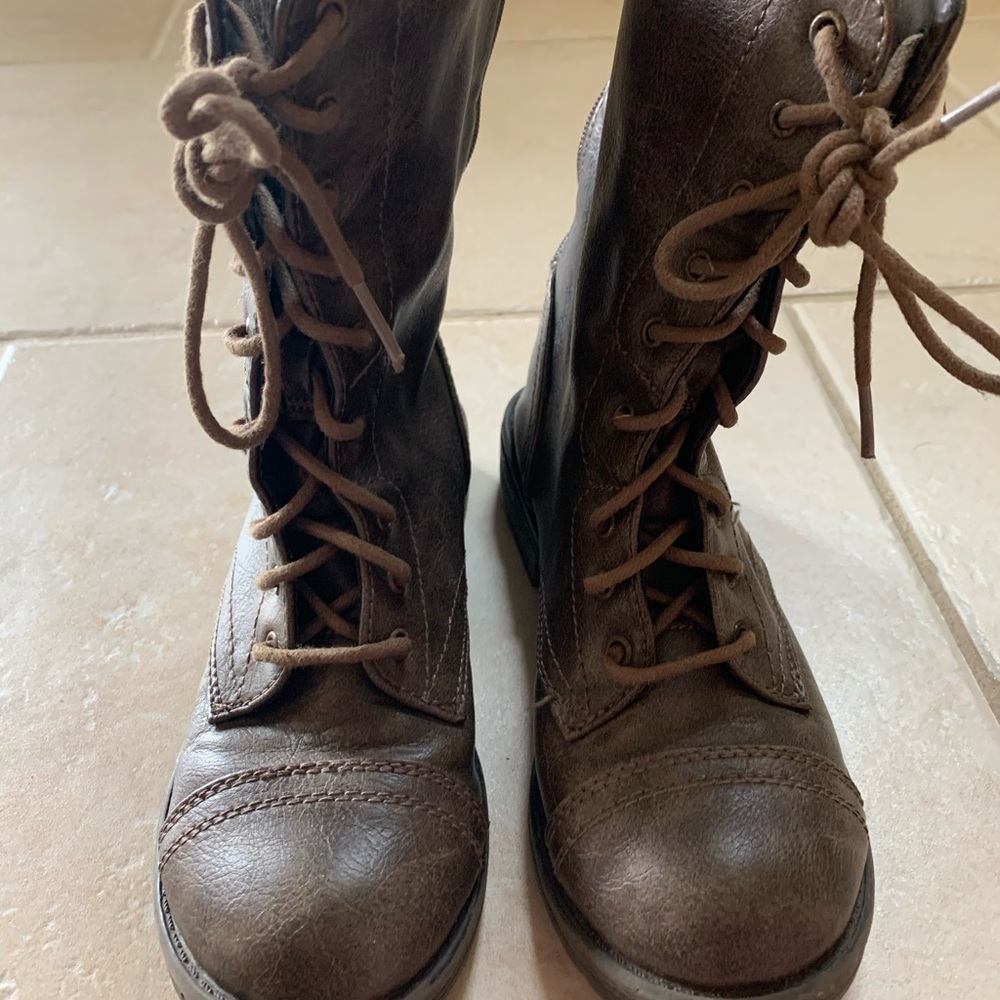 Steve Madden Woman Troopa Leather Combat Boots